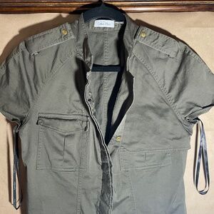 Dress size 10  olive Calvin Klein  button up unique piece